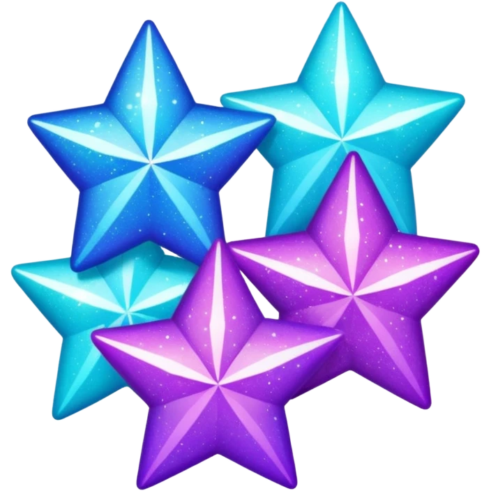 glitter purple and cian 3 stars  emoji