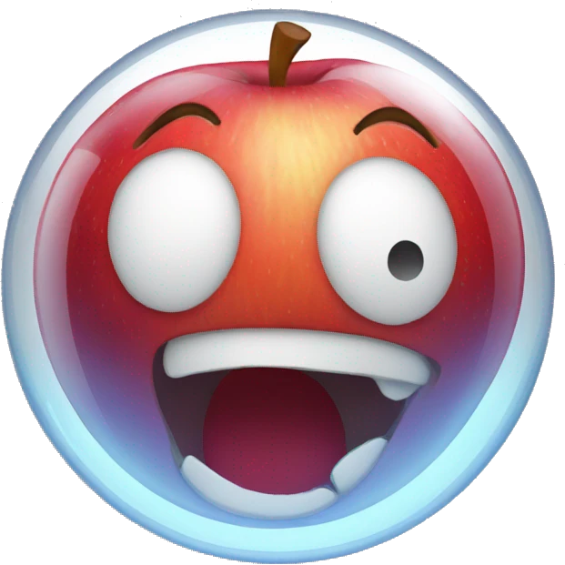 Scared apple emoji in a bubble emoji