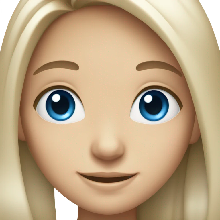 Blue eyes smiling girl with long hair emoji