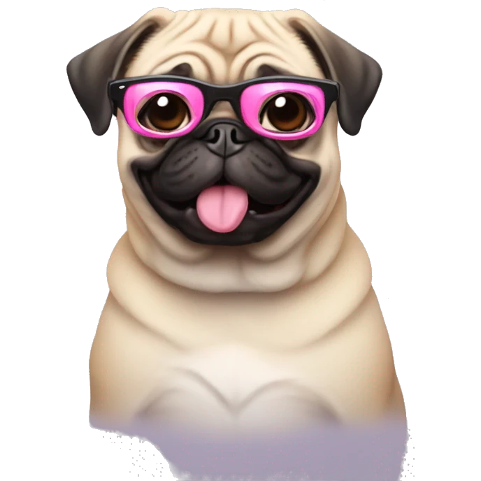 Pug dog with pink glasses  emoji