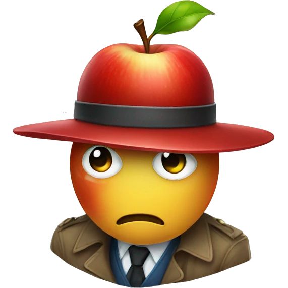 Apple with detective hat emoji