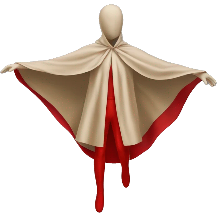 faceless beige mannequin flying red cape emoji