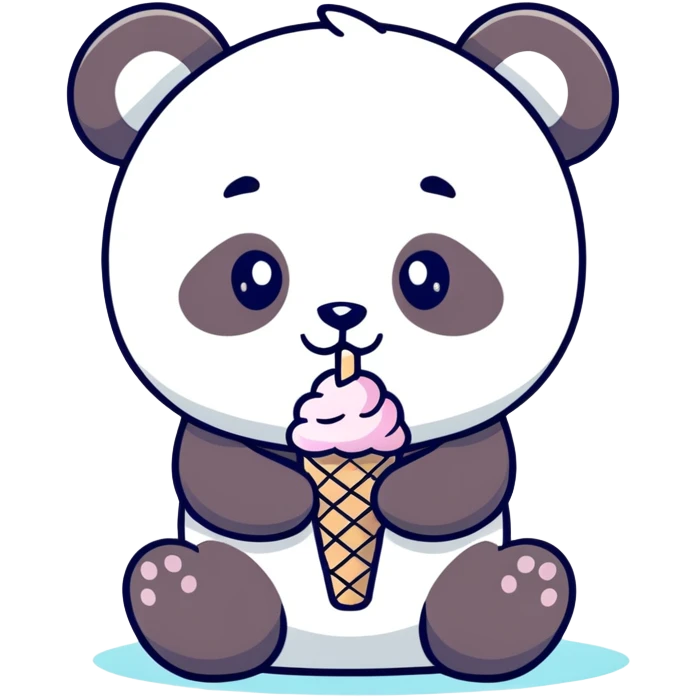 Panda eating ice cream emoji
