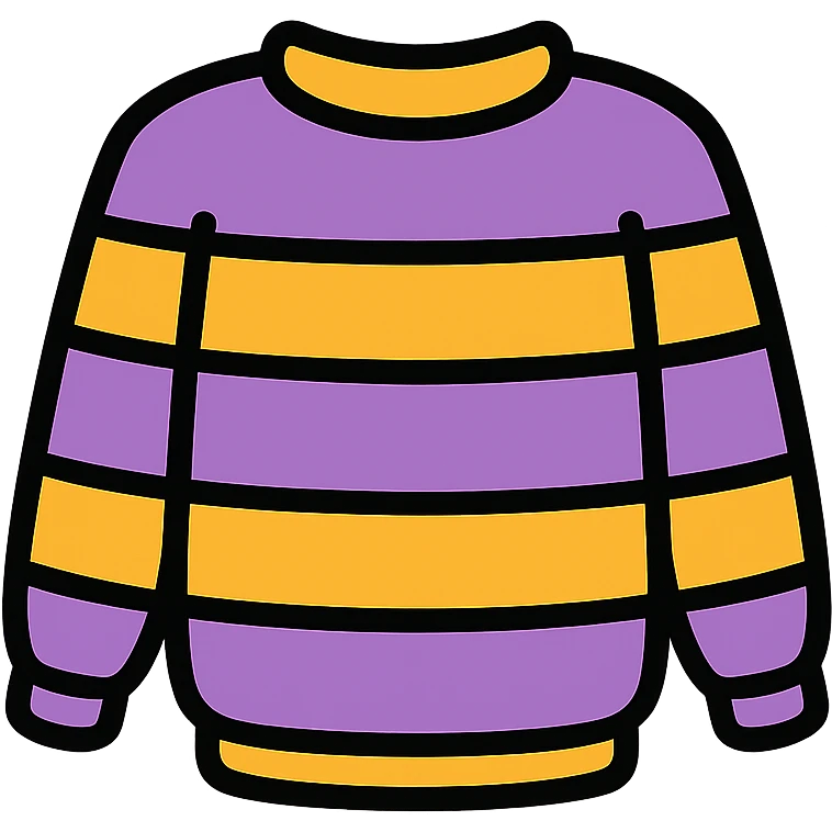 sweater with purple and orange horizontal stripes, clean icon style emoji
