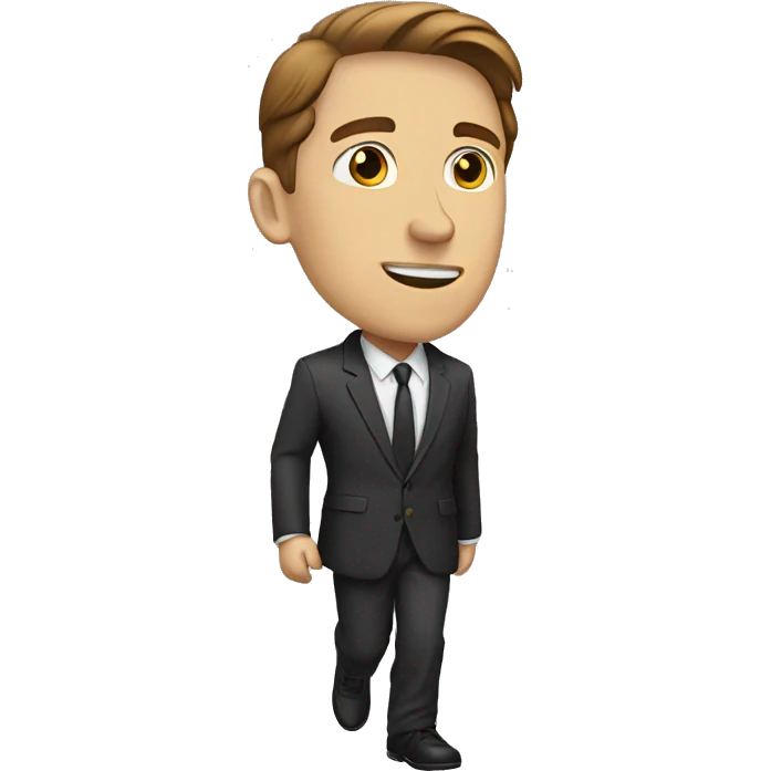 White man brown hair walking in suit facing right emoji