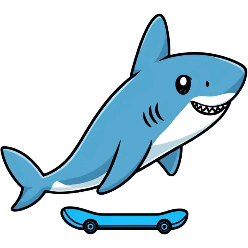cartoonish shark with blue shoes on white background emoji