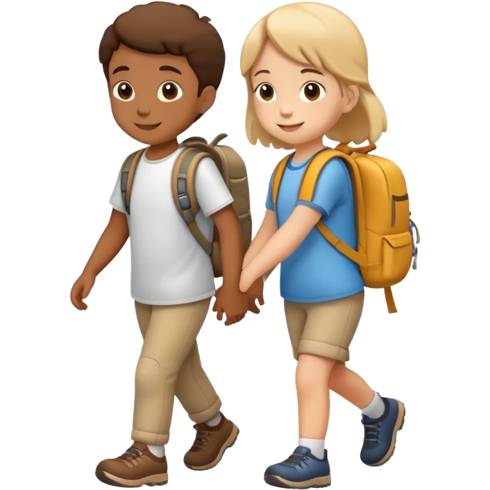 two children walking together, happy and friendly emoji