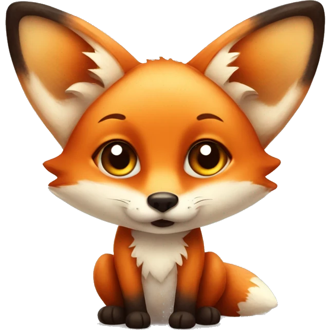 Cute little adorable fox with a butterfly on his nose emoji