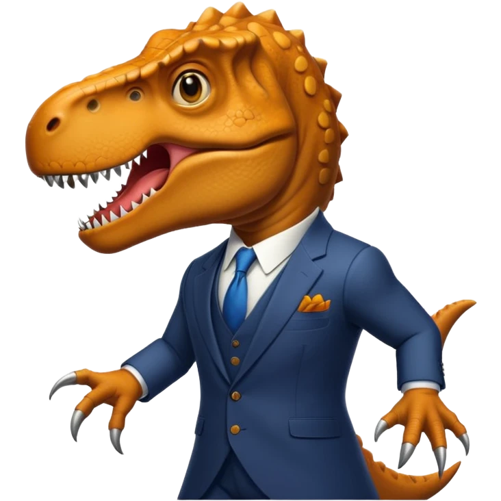 T-rex with a suit  emoji