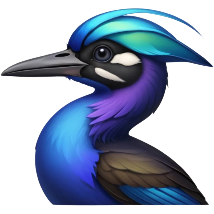Blue and black Sicklebill headshot emoji