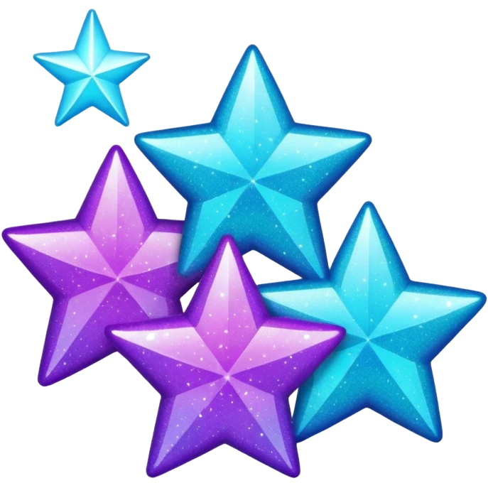 glitter purple and cian 3 stars  emoji