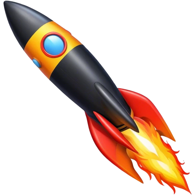driving fine black rocket with fire color france emoji