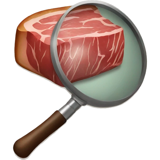 search icon with steak magnified inside emoji