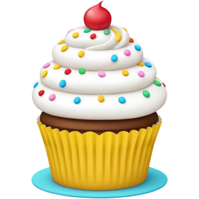 A 3D cartoon cupcake poster with bright colors, text and border design, flat layout, Memoji-style rendering. emoji