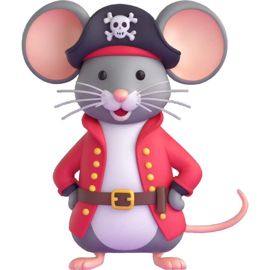 mouse wearing pirate costume emoji