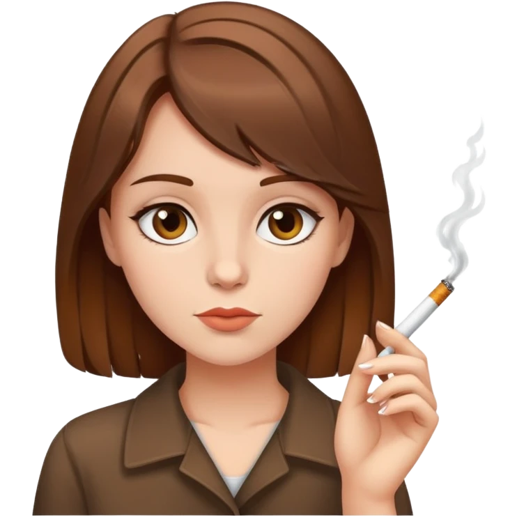 Girl with brown hair and cigarette emoji