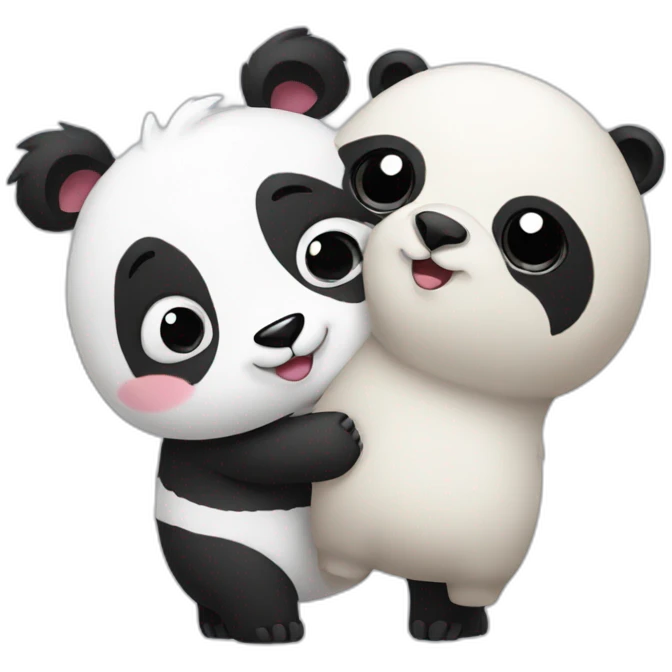 cute panda and big llama hugging emoji