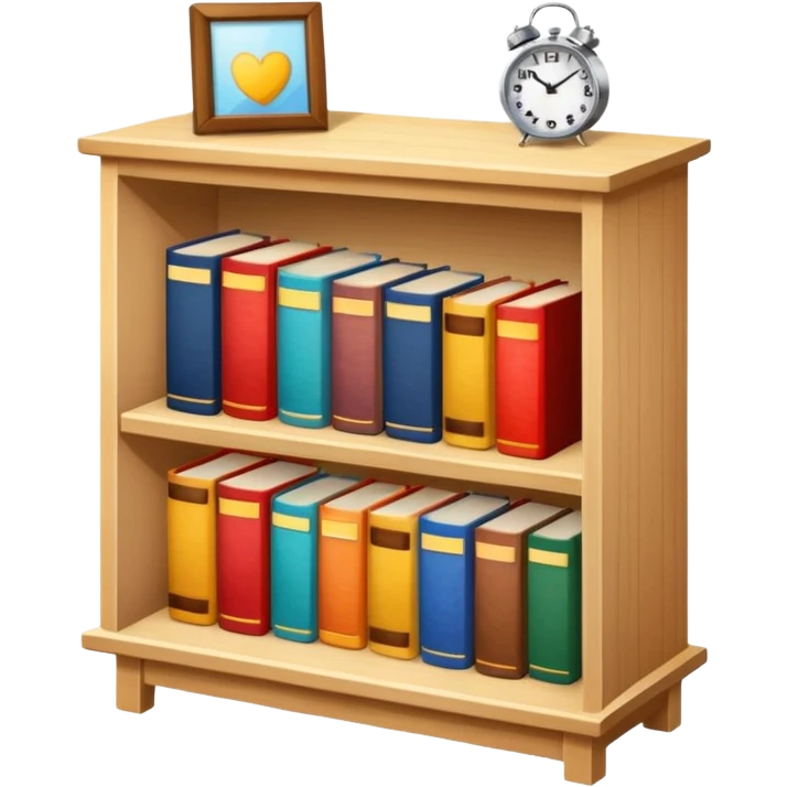 A small light wooden table bookshelf storage emoji