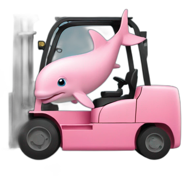 Pink Dolphin driving a Forklift emoji