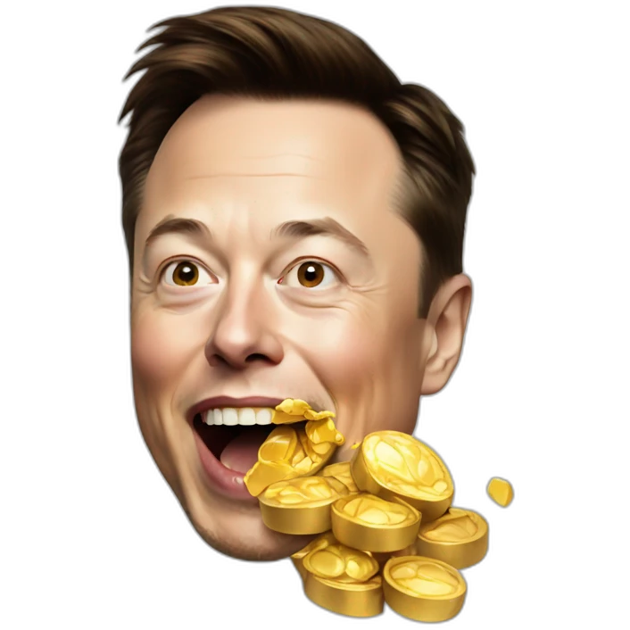 Elon musk eating gold emoji