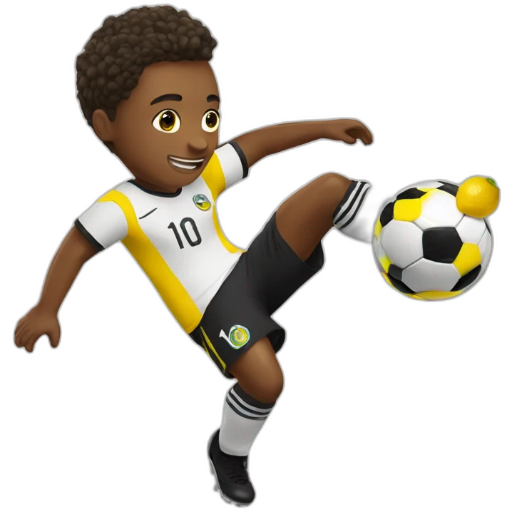a soccer player playing with a lemon emoji