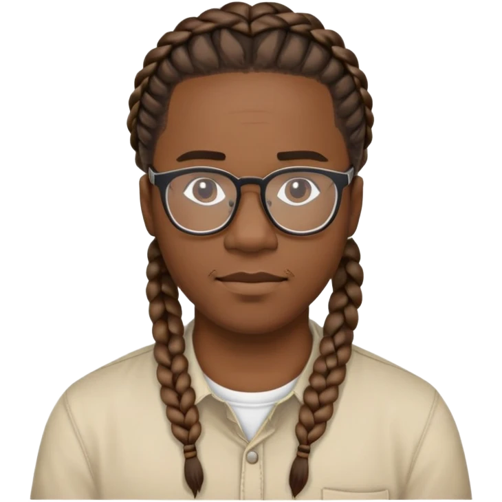 A black man with braids is wearing a glasses and a shirt saying “Galatians 5: 22-23”  emoji