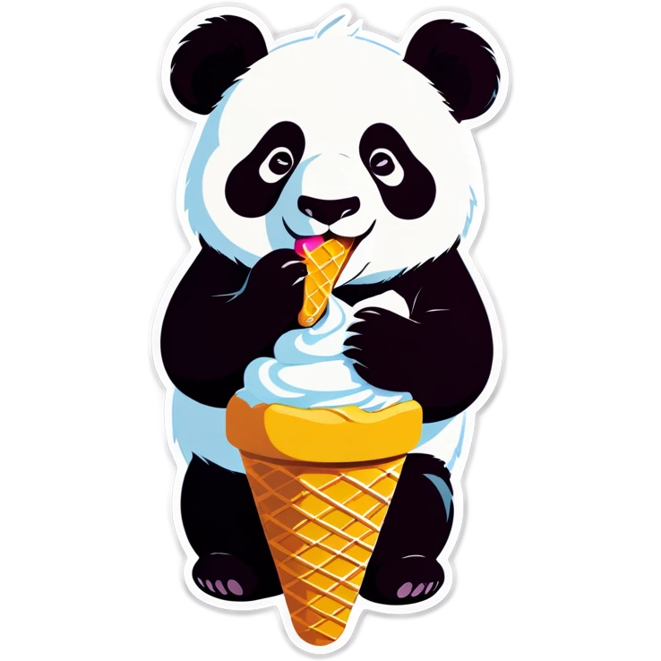 Panda eating ice cream emoji