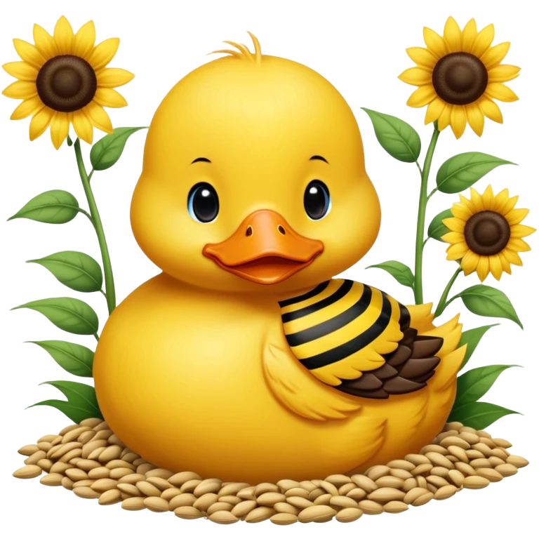 a baby duck surrounded by sunflower seeds emoji