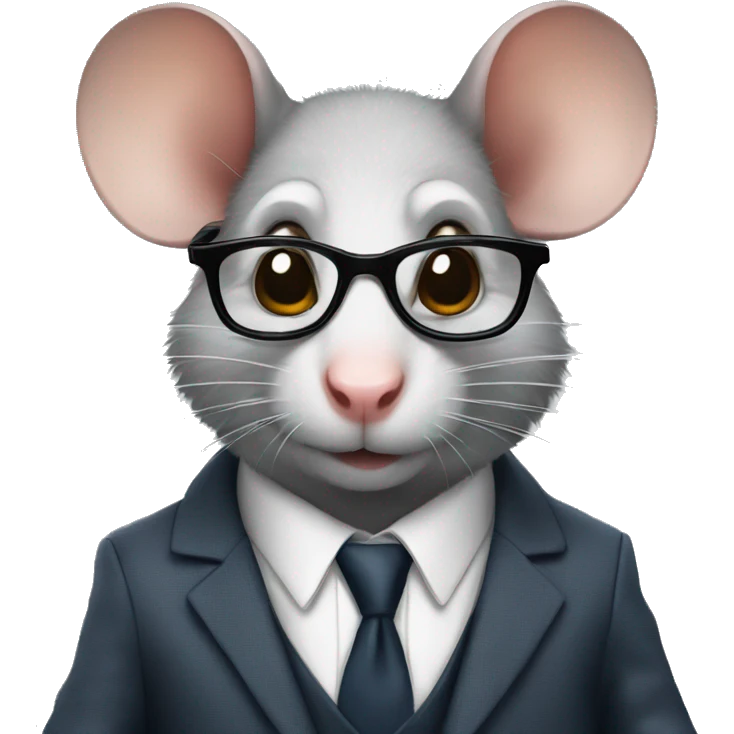 Serious rat wearing suit and glasses emoji