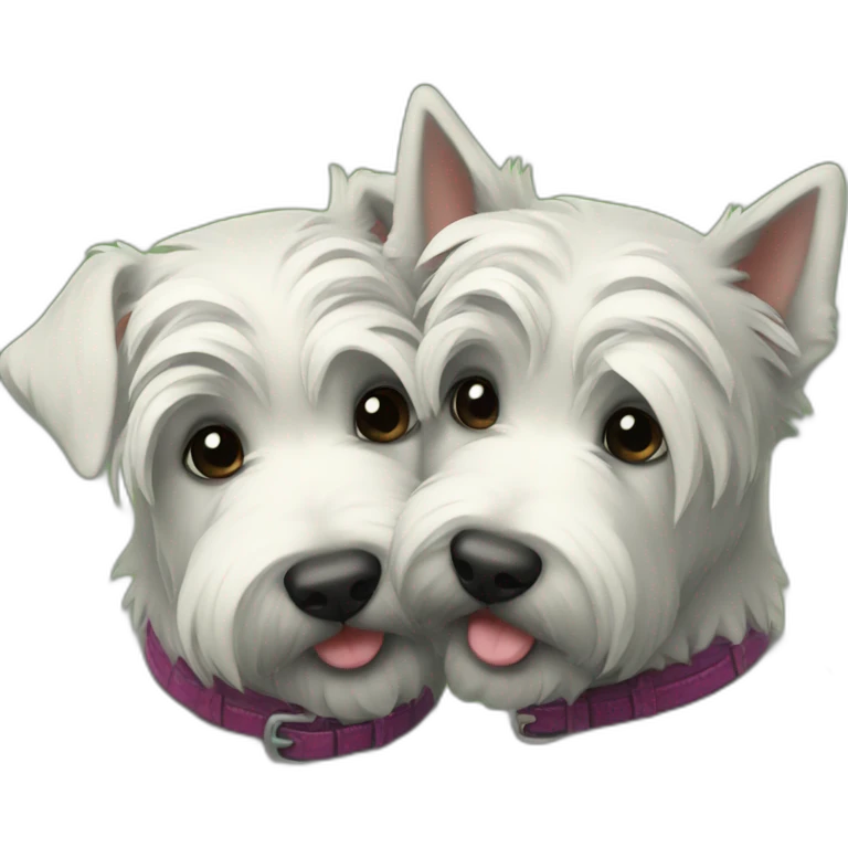 Two black Scottish terrier kissing emoji
