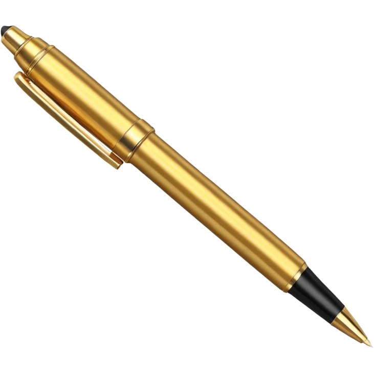 3D perspective academic premium golden ink pen emoji