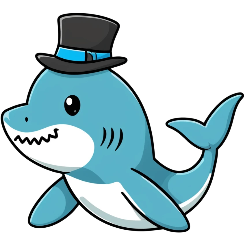 Shark with a top hat emoji