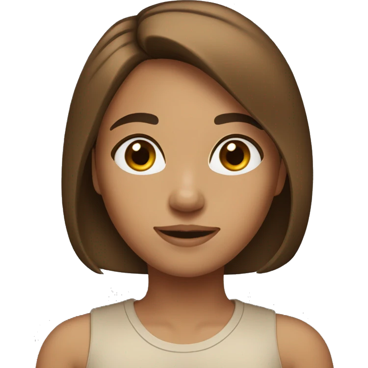 tan girl with straight mid-length brown hair and brown eyes emoji