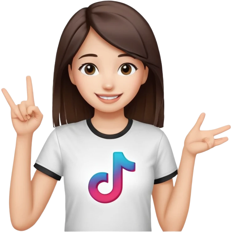 Girl with tiktok logo point upwards emoji