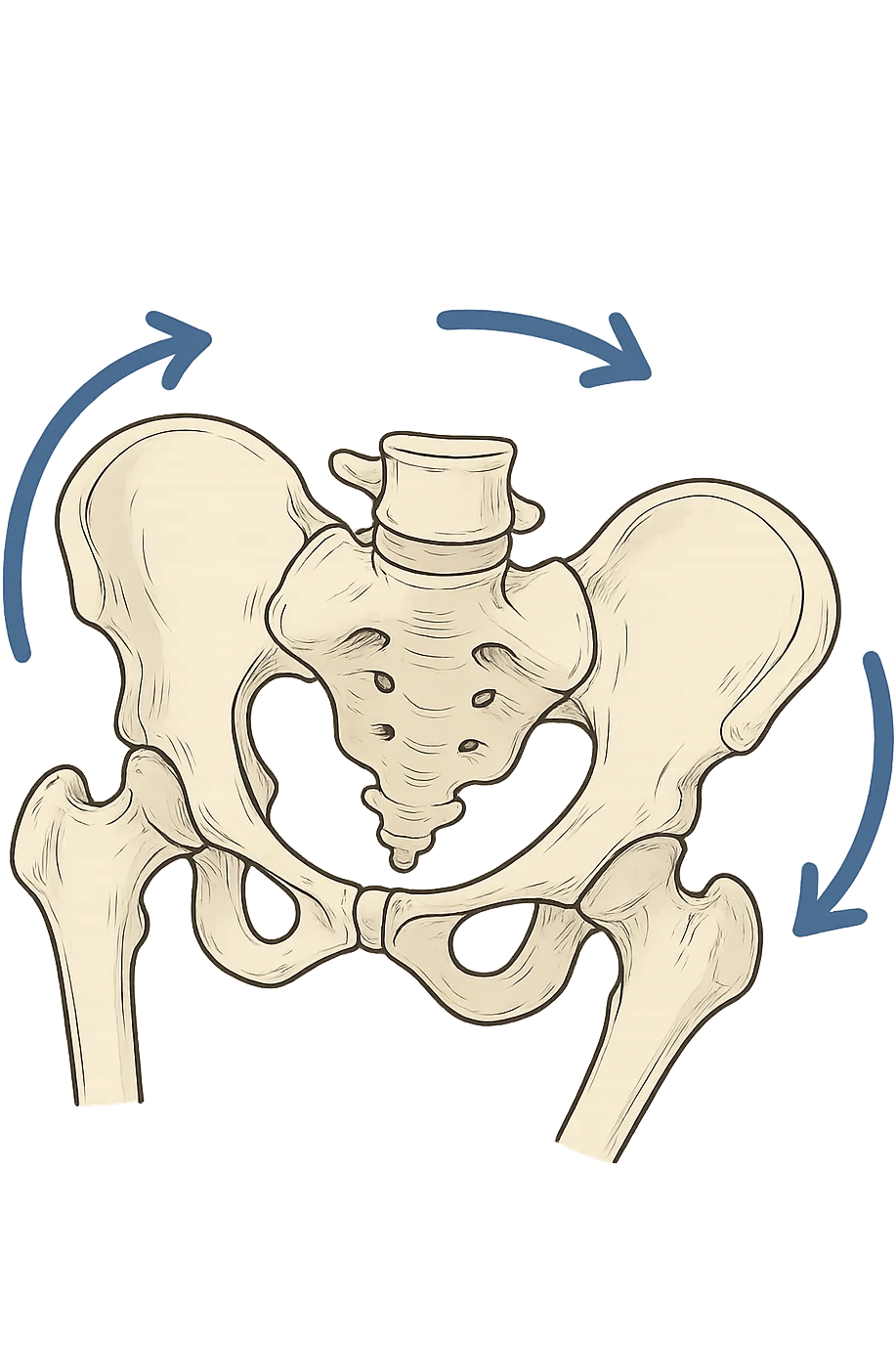 Bacino anatomico ruotato in senso orario quindi con le frecce che girano verso destra per far capire emoji