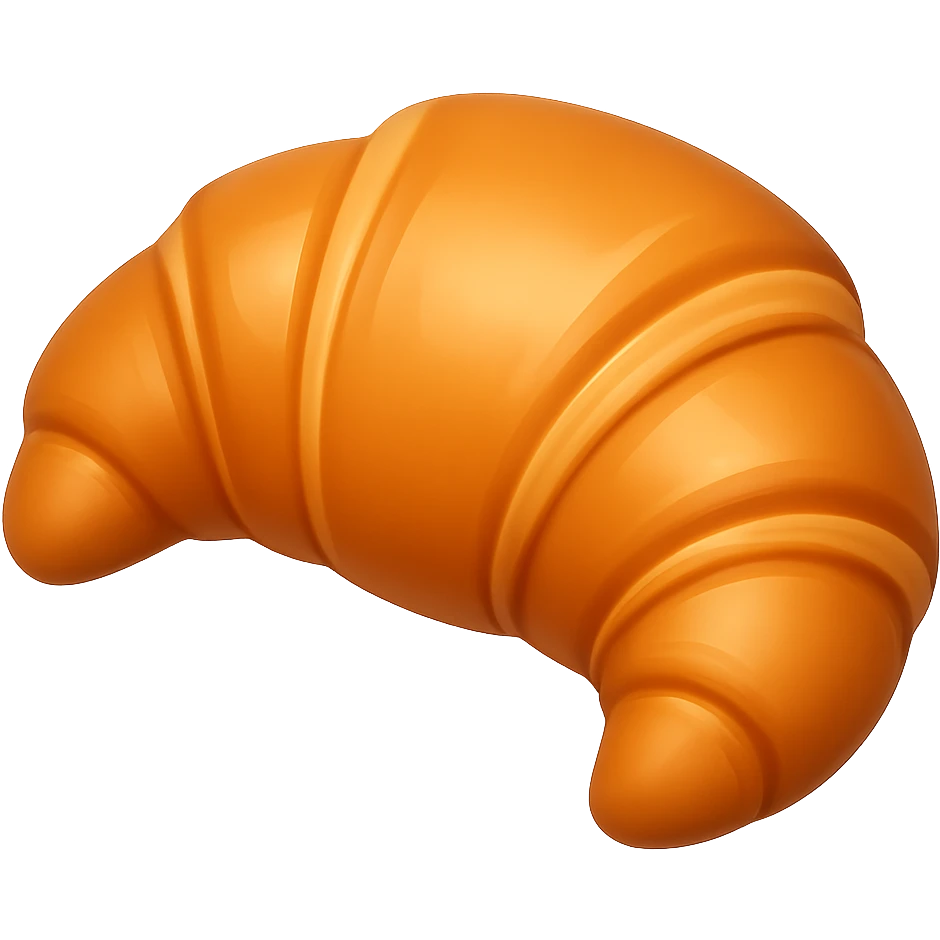 Create another croissant in the style of Apple emojis, with no background. The style is apple emoji style, concise prompt. emoji