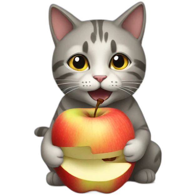 cat eating apple emoji