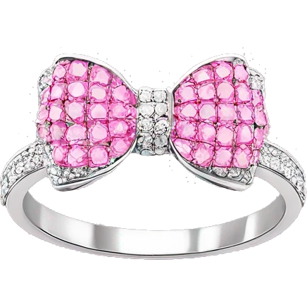 Silver diamond ring with a bow in pink ￼ emoji