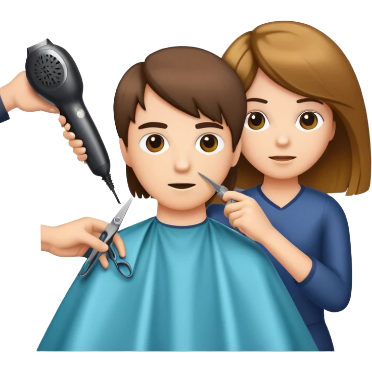 Corte de cabello con tijeras y secadora  emoji