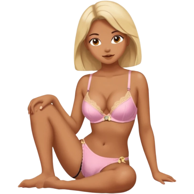 Girl with sexy bra and miny panty sitting on a kukumbar emoji