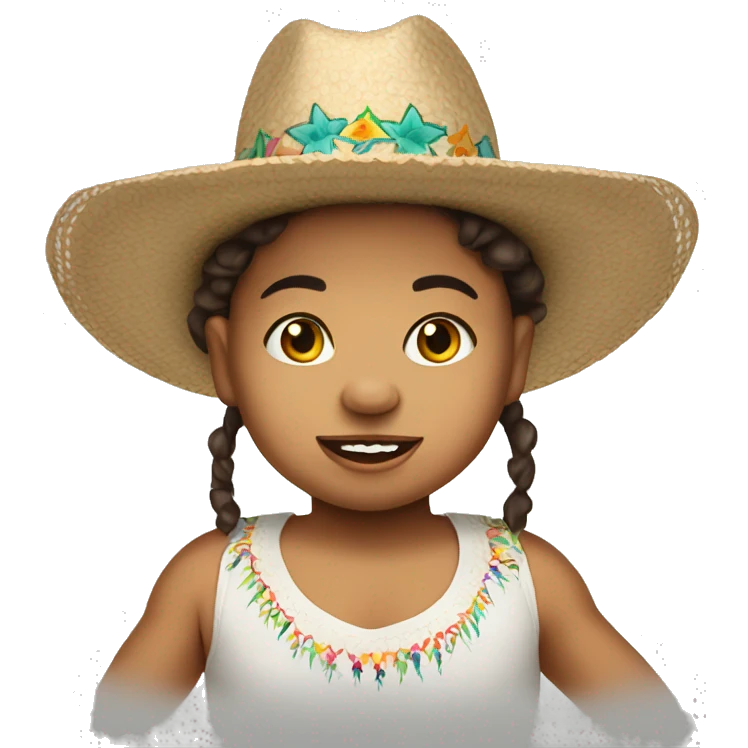 Crazy brunette baby wearing sombrero  emoji
