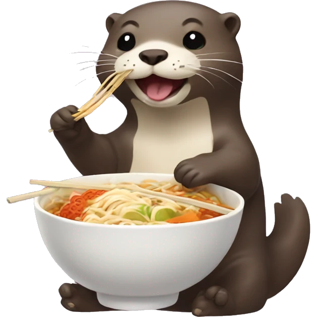 Happy Otter eating Ramen emoji