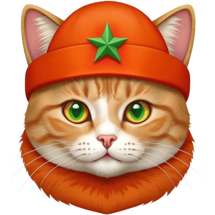 cat wearing soviet ushanka hat with red star and hammer and sickle symbol emoji