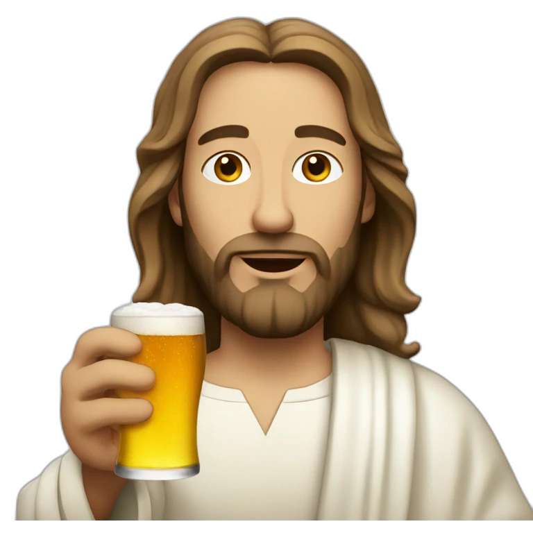 White Jesus drinks beer emoji