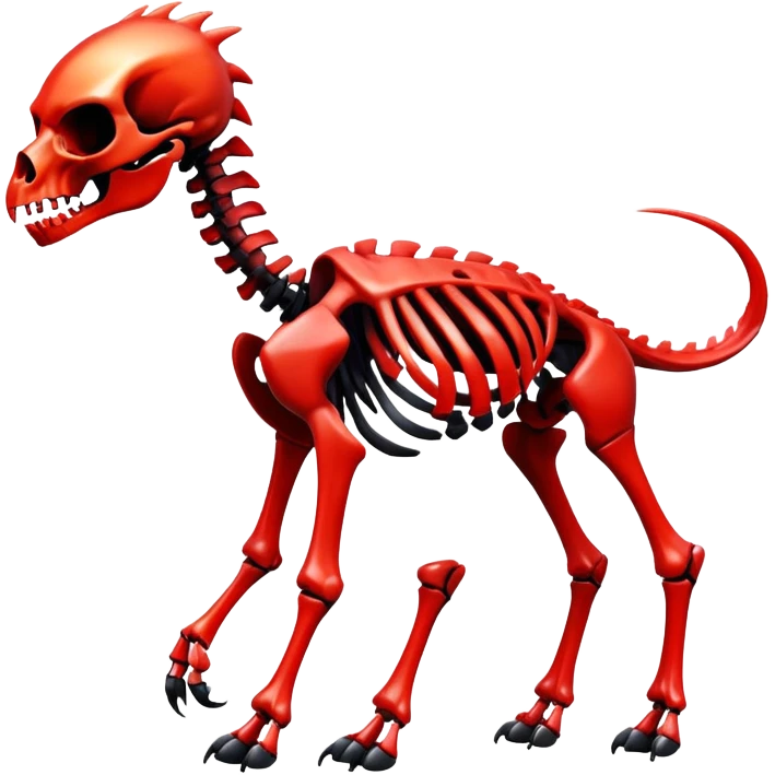A black and red gradient epic shiny cool edgy skeletal animal, full body emoji