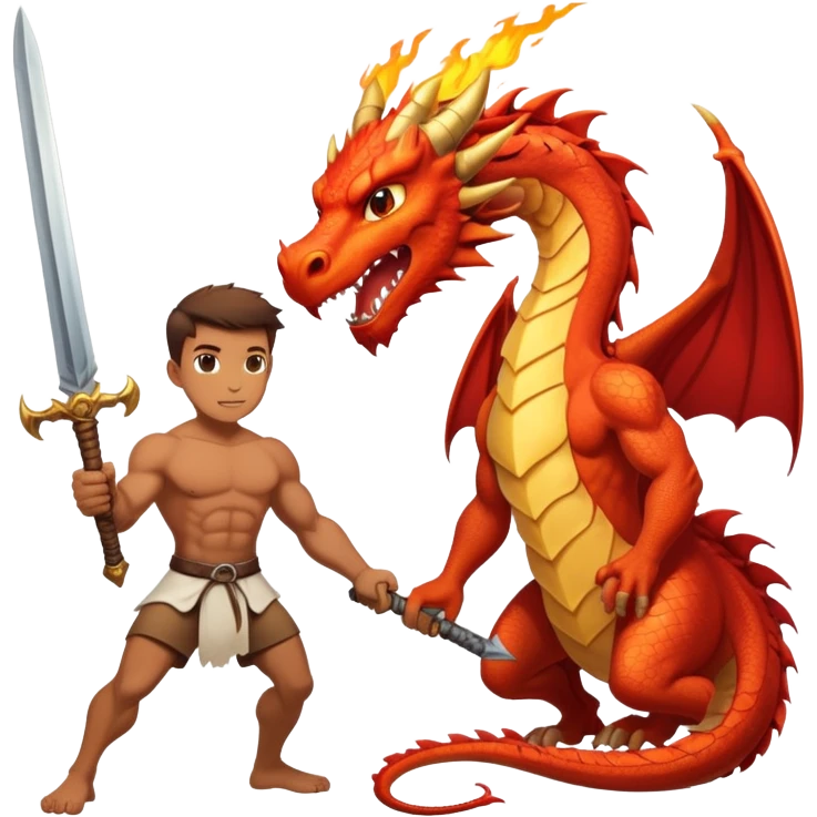 Buff guy pulling sword out a fire dragons head emoji