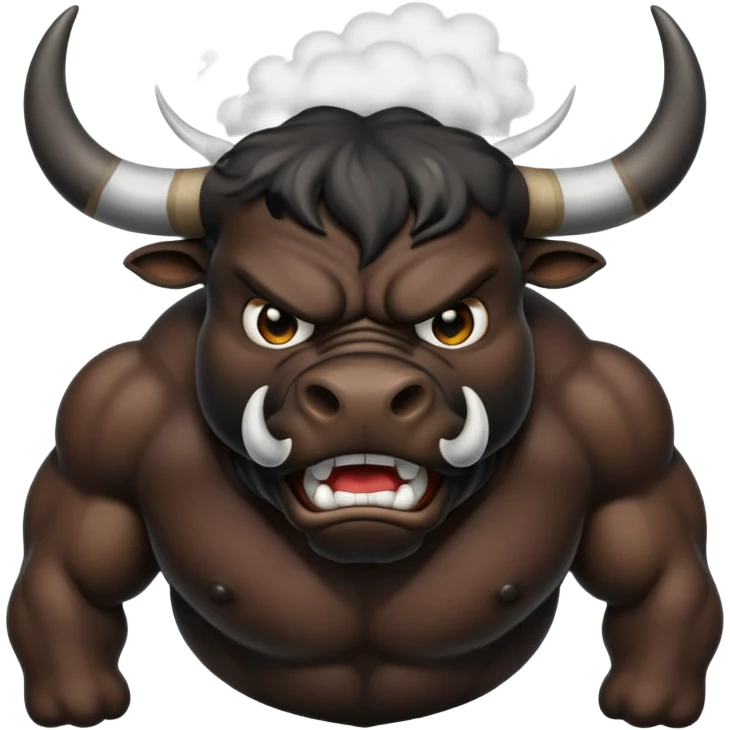 Emoji of an angry black powerful bull with steam coming out of its nose emoji