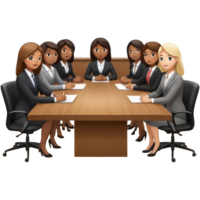 a group of coworkers in meeting room in long rectangular table emoji