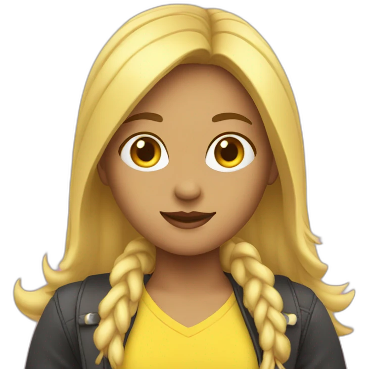A girl with two yellow tails, pink runway. emoji