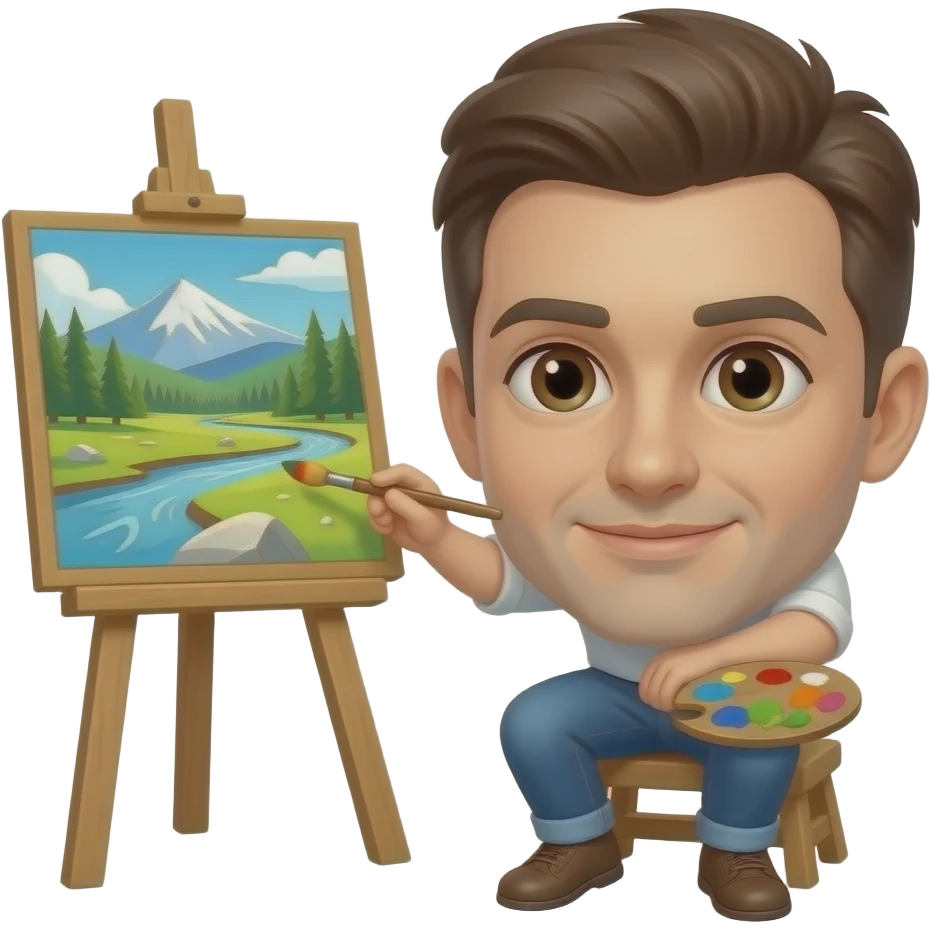 person imagining about painting in yellowstone national park emoji